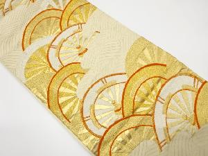 アンティーク　波に片輪車模様織り出し袋帯（着用可）